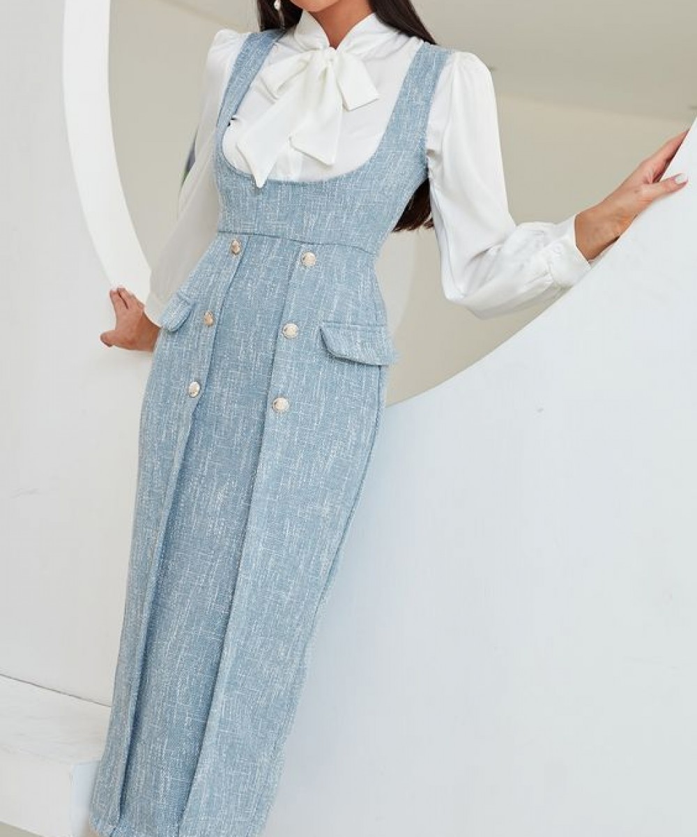 Tweed Xanh Phối Sơ My Đơn Điệu